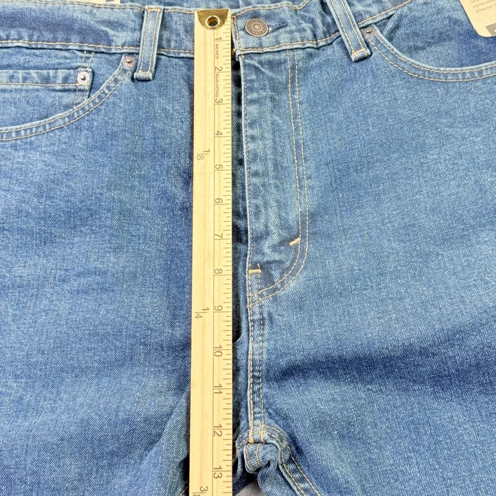 Levis 505 Regular Fit Stretch Jeans Mens 36x32 Blue Denim Mid Rise NWT